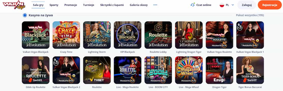 vulkan vegas casino kasyno na żywo