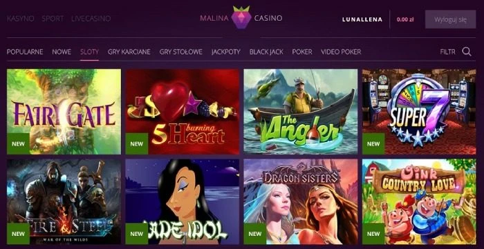 Malina Casino gry kasynowe