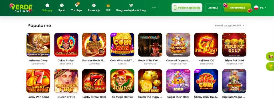 verde casino automaty online