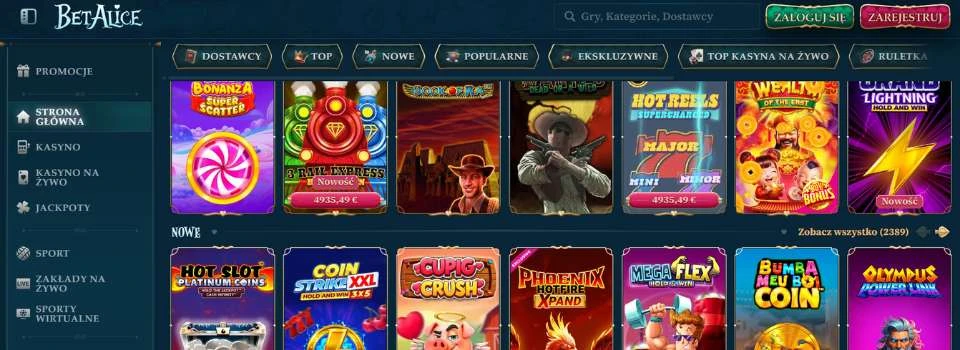 BetAlice kasyno gry
