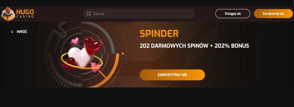 Hugo Casino Spinder bonus na Walentynki