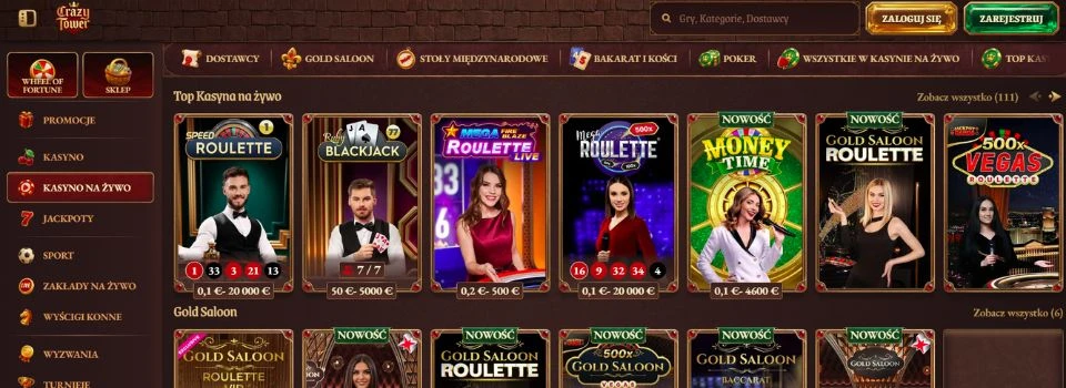 crazy tower casino live